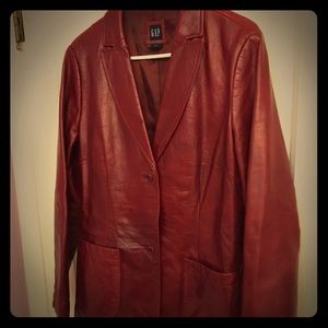 Gap red genuine leather jacket